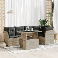 Thumbnail for 6-tlg. Garten-Sofagarnitur mit Kissen Hellgrau Poly Rattan