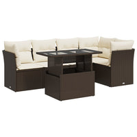 Thumbnail for 6-tlg. Garten-Sofagarnitur mit Kissen Braun Poly Rattan