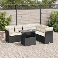 Thumbnail for 7-tlg. Garten-Sofagarnitur mit Kissen Schwarz Poly Rattan