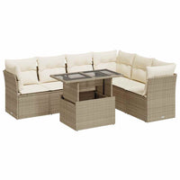 Thumbnail for 7-tlg. Garten-Sofagarnitur mit Kissen Beige Poly Rattan
