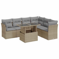 Thumbnail for 7-tlg. Garten-Sofagarnitur mit Kissen Beige Poly Rattan
