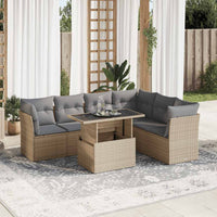 Thumbnail for 7-tlg. Garten-Sofagarnitur mit Kissen Beige Poly Rattan