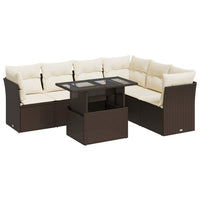 Thumbnail for 7-tlg. Garten-Sofagarnitur mit Kissen Braun Poly Rattan