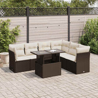 Thumbnail for 7-tlg. Garten-Sofagarnitur mit Kissen Braun Poly Rattan