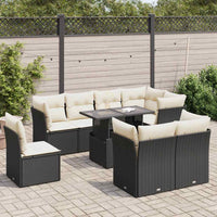 Thumbnail for 9-tlg. Garten-Sofagarnitur mit Kissen Schwarz Poly Rattan