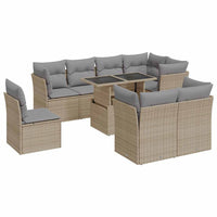 Thumbnail for 9-tlg. Garten-Sofagarnitur mit Kissen Beige Poly Rattan