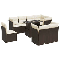 Thumbnail for 9-tlg. Garten-Sofagarnitur mit Kissen Braun Poly Rattan