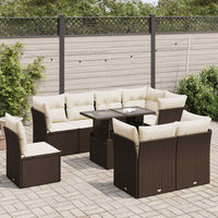 Thumbnail for 9-tlg. Garten-Sofagarnitur mit Kissen Braun Poly Rattan