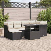 Thumbnail for 7-tlg. Garten-Sofagarnitur mit Kissen Schwarz Poly Rattan