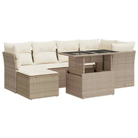 Thumbnail for 7-tlg. Garten-Sofagarnitur mit Kissen Beige Poly Rattan