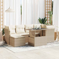 Thumbnail for 7-tlg. Garten-Sofagarnitur mit Kissen Beige Poly Rattan