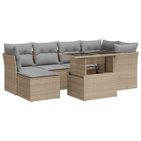 Thumbnail for 7-tlg. Garten-Sofagarnitur mit Kissen Beige Poly Rattan