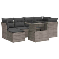 Thumbnail for 7-tlg. Garten-Sofagarnitur mit Kissen Grau Poly Rattan