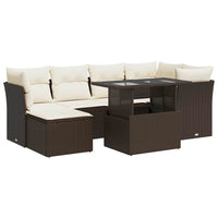 Thumbnail for 7-tlg. Garten-Sofagarnitur mit Kissen Braun Poly Rattan