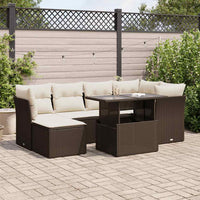 Thumbnail for 7-tlg. Garten-Sofagarnitur mit Kissen Braun Poly Rattan