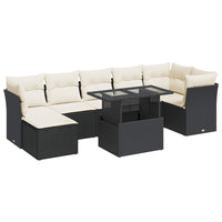 Thumbnail for 8-tlg. Garten-Sofagarnitur mit Kissen Schwarz Poly Rattan