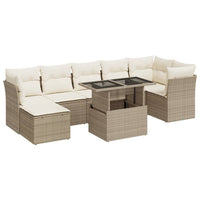 Thumbnail for 8-tlg. Garten-Sofagarnitur mit Kissen Beige Poly Rattan