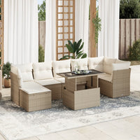 Thumbnail for 8-tlg. Garten-Sofagarnitur mit Kissen Beige Poly Rattan