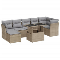 Thumbnail for 8-tlg. Garten-Sofagarnitur mit Kissen Beige Poly Rattan