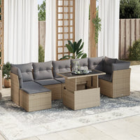 Thumbnail for 8-tlg. Garten-Sofagarnitur mit Kissen Beige Poly Rattan