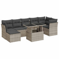 Thumbnail for 8-tlg. Garten-Sofagarnitur mit Kissen Hellgrau Poly Rattan