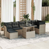 Thumbnail for 8-tlg. Garten-Sofagarnitur mit Kissen Hellgrau Poly Rattan