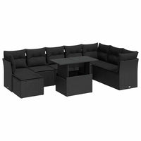 Thumbnail for 9-tlg. Garten-Sofagarnitur mit Kissen Schwarz Poly Rattan