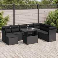 Thumbnail for 9-tlg. Garten-Sofagarnitur mit Kissen Schwarz Poly Rattan