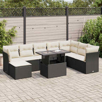 Thumbnail for 9-tlg. Garten-Sofagarnitur mit Kissen Schwarz Poly Rattan