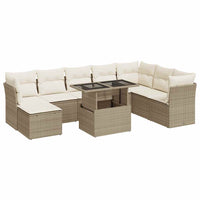 Thumbnail for 9-tlg. Garten-Sofagarnitur mit Kissen Beige Poly Rattan