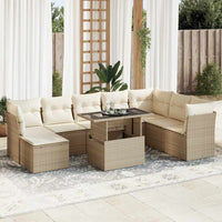 Thumbnail for 9-tlg. Garten-Sofagarnitur mit Kissen Beige Poly Rattan
