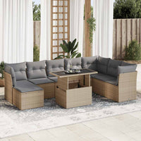 Thumbnail for 9-tlg. Garten-Sofagarnitur mit Kissen Beige Poly Rattan
