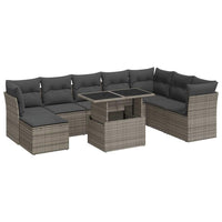 Thumbnail for 9-tlg. Garten-Sofagarnitur mit Kissen Grau Poly Rattan