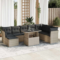 Thumbnail for 9-tlg. Garten-Sofagarnitur mit Kissen Hellgrau Poly Rattan