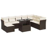 Thumbnail for 9-tlg. Garten-Sofagarnitur mit Kissen Braun Poly Rattan
