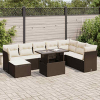 Thumbnail for 9-tlg. Garten-Sofagarnitur mit Kissen Braun Poly Rattan