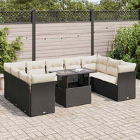 Thumbnail for 10-tlg. Garten-Sofagarnitur mit Kissen Schwarz Poly Rattan