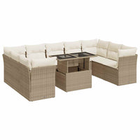 Thumbnail for 10-tlg. Garten-Sofagarnitur mit Kissen Beige Poly Rattan