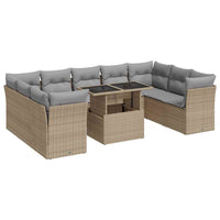 Thumbnail for 10-tlg. Garten-Sofagarnitur mit Kissen Beige Poly Rattan