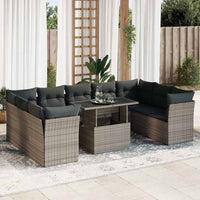 Thumbnail for 10-tlg. Garten-Sofagarnitur mit Kissen Grau Poly Rattan