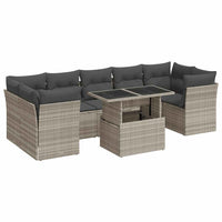 Thumbnail for 10-tlg. Garten-Sofagarnitur mit Kissen Hellgrau Poly Rattan