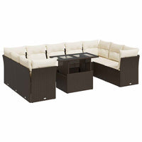 Thumbnail for 10-tlg. Garten-Sofagarnitur mit Kissen Braun Poly Rattan