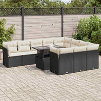 Thumbnail for 11-tlg. Garten-Sofagarnitur mit Kissen Schwarz Poly Rattan
