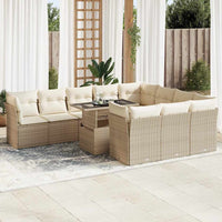 Thumbnail for 11-tlg. Garten-Sofagarnitur mit Kissen Beige Poly Rattan