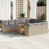 Thumbnail for 11-tlg. Garten-Sofagarnitur mit Kissen Beige Poly Rattan