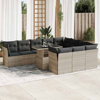 Thumbnail for 11-tlg. Garten-Sofagarnitur mit Kissen Hellgrau Poly Rattan