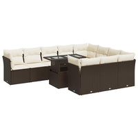 Thumbnail for 11-tlg. Garten-Sofagarnitur mit Kissen Braun Poly Rattan