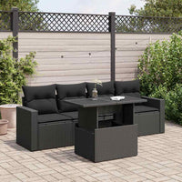 Thumbnail for 5-tlg. Garten-Sofagarnitur mit Kissen Schwarz Poly Rattan