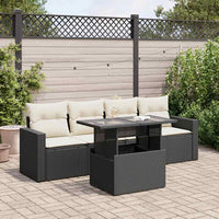 Thumbnail for 5-tlg. Garten-Sofagarnitur mit Kissen Schwarz Poly Rattan