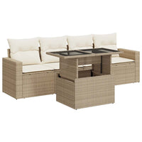 Thumbnail for 5-tlg. Garten-Sofagarnitur mit Kissen Beige Poly Rattan